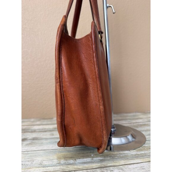 1970s 80s Coach 399-0645 Glove Tanned British Tan Marketing Tote Bag NYC w/FLAWS - Picture 4 of 15